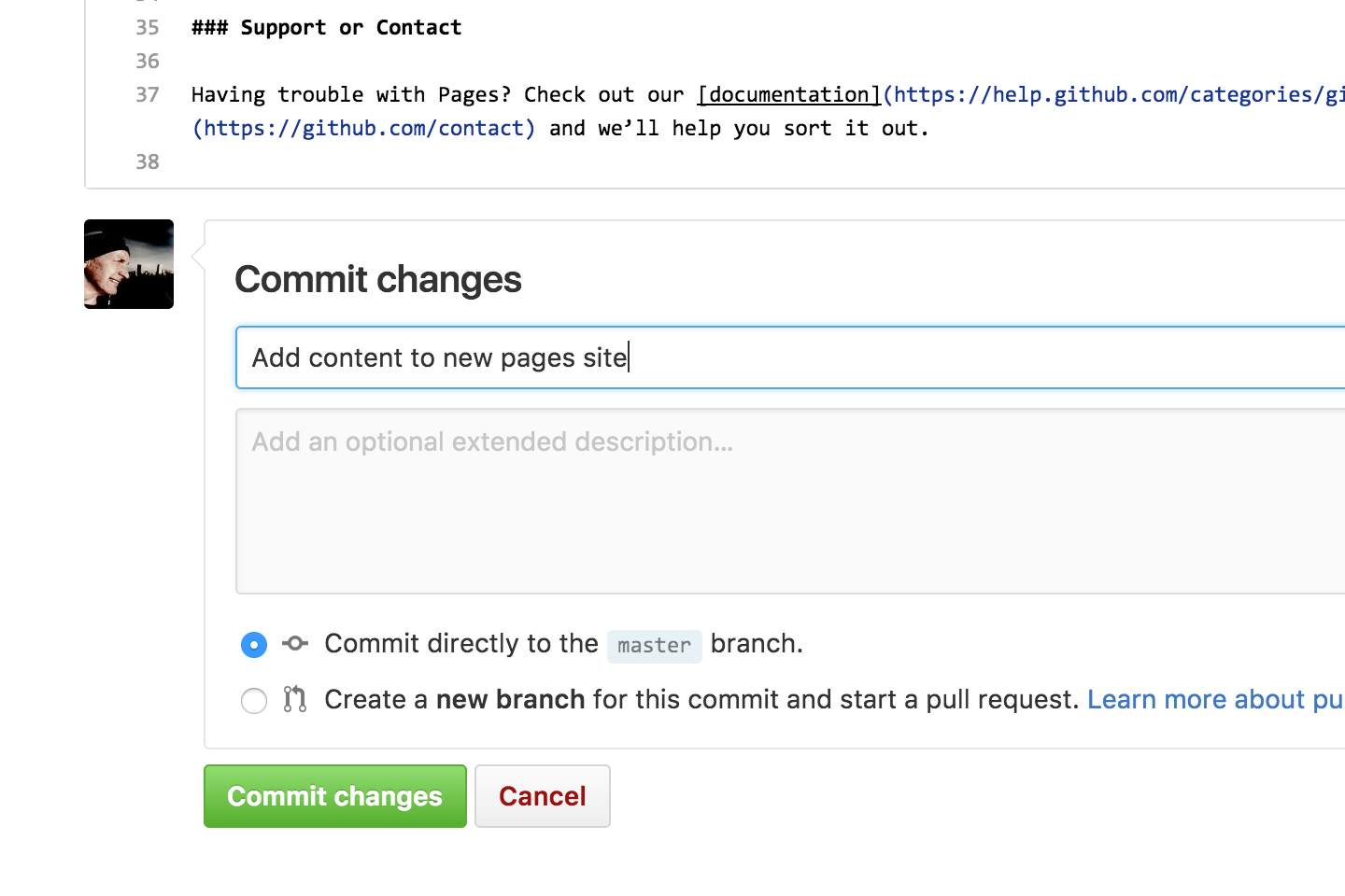 Commit Markdown content to your repository