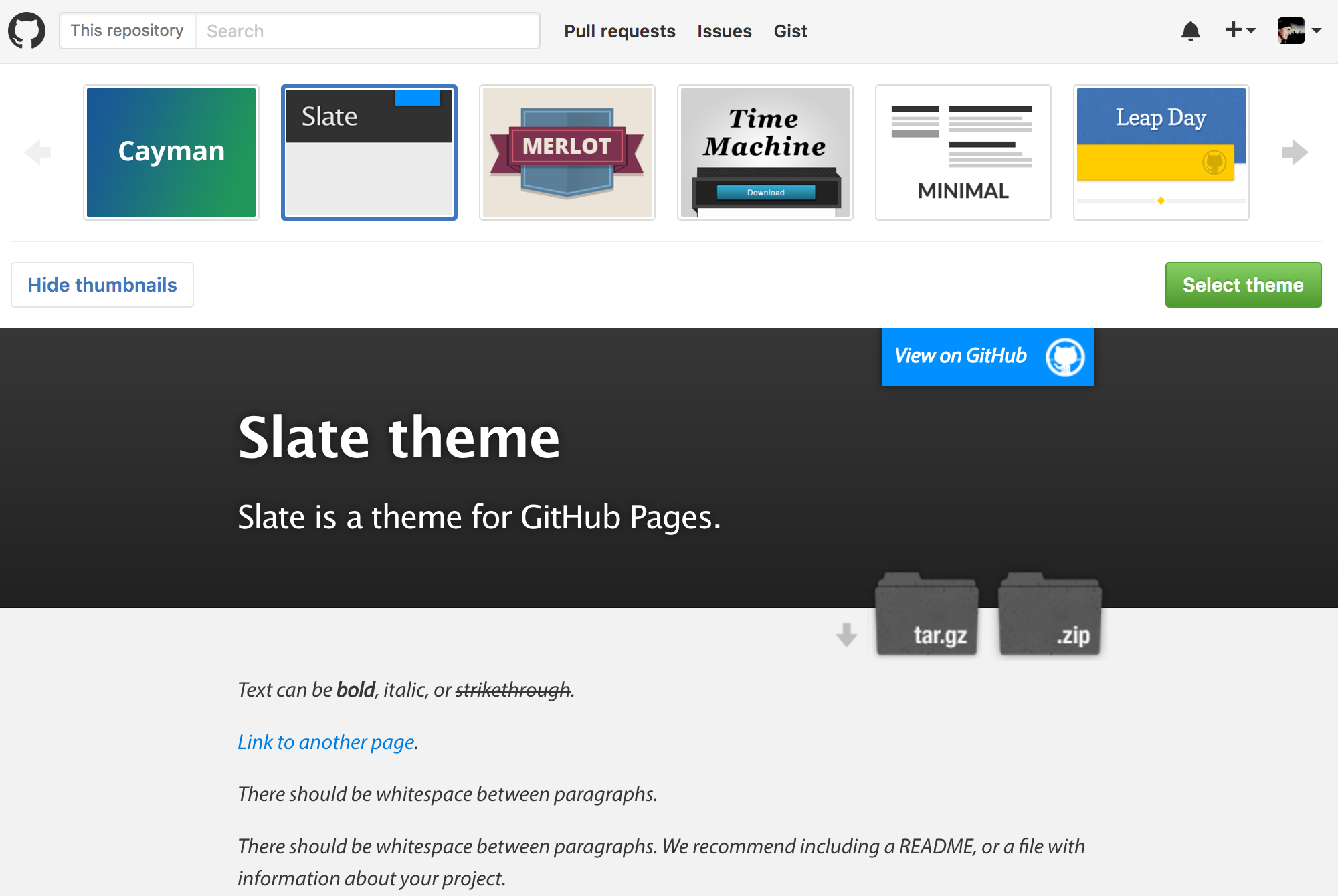 github pages themes